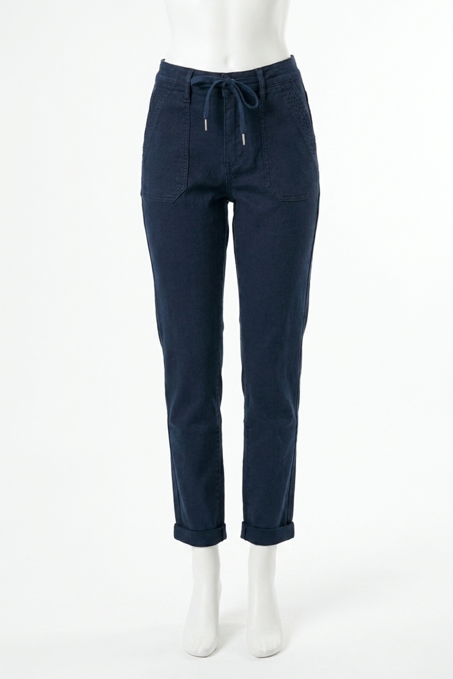 NEW JUDY BLUE high waist garment dyed cuffed jogger in navy